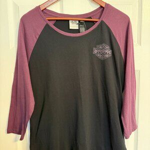 Women’s Harley-Davidson Black and Purple Long Sleeve T-Shirt - size XL